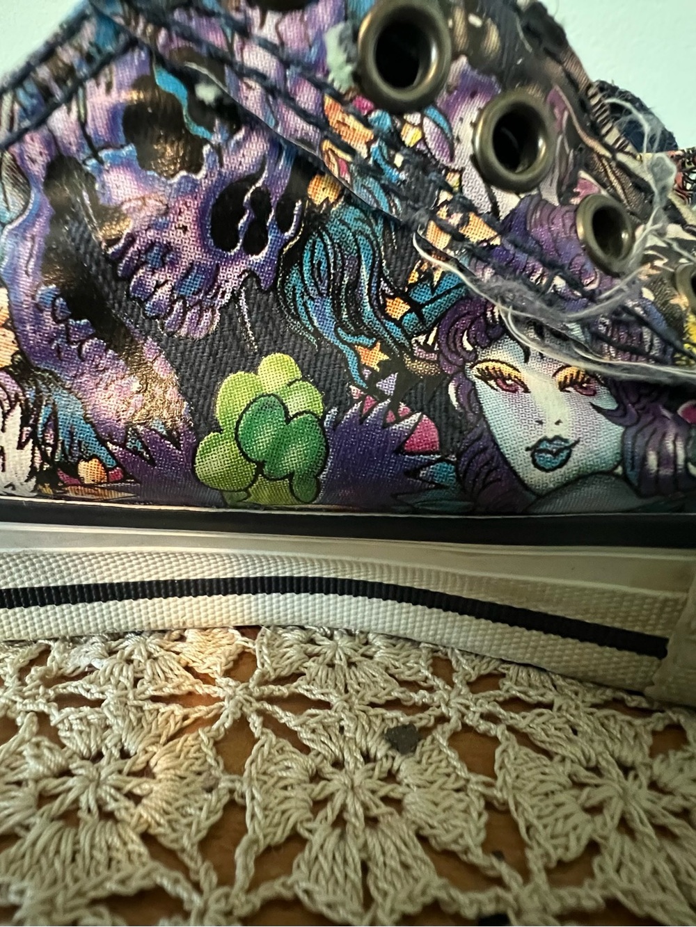 Ed Hardy Navy Sneakers with Yellow Paint-Splatter & Multicolor Tattoo Print - Picture 5 of 5